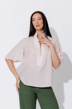 Pink Pinstripe Fluted Blogger Shirt