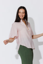 Pink Pinstripe Fluted Blogger Shirt