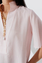 Pink Pinstripe Fluted Blogger Shirt