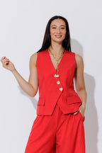 Red Pinstripe Sisca Vest