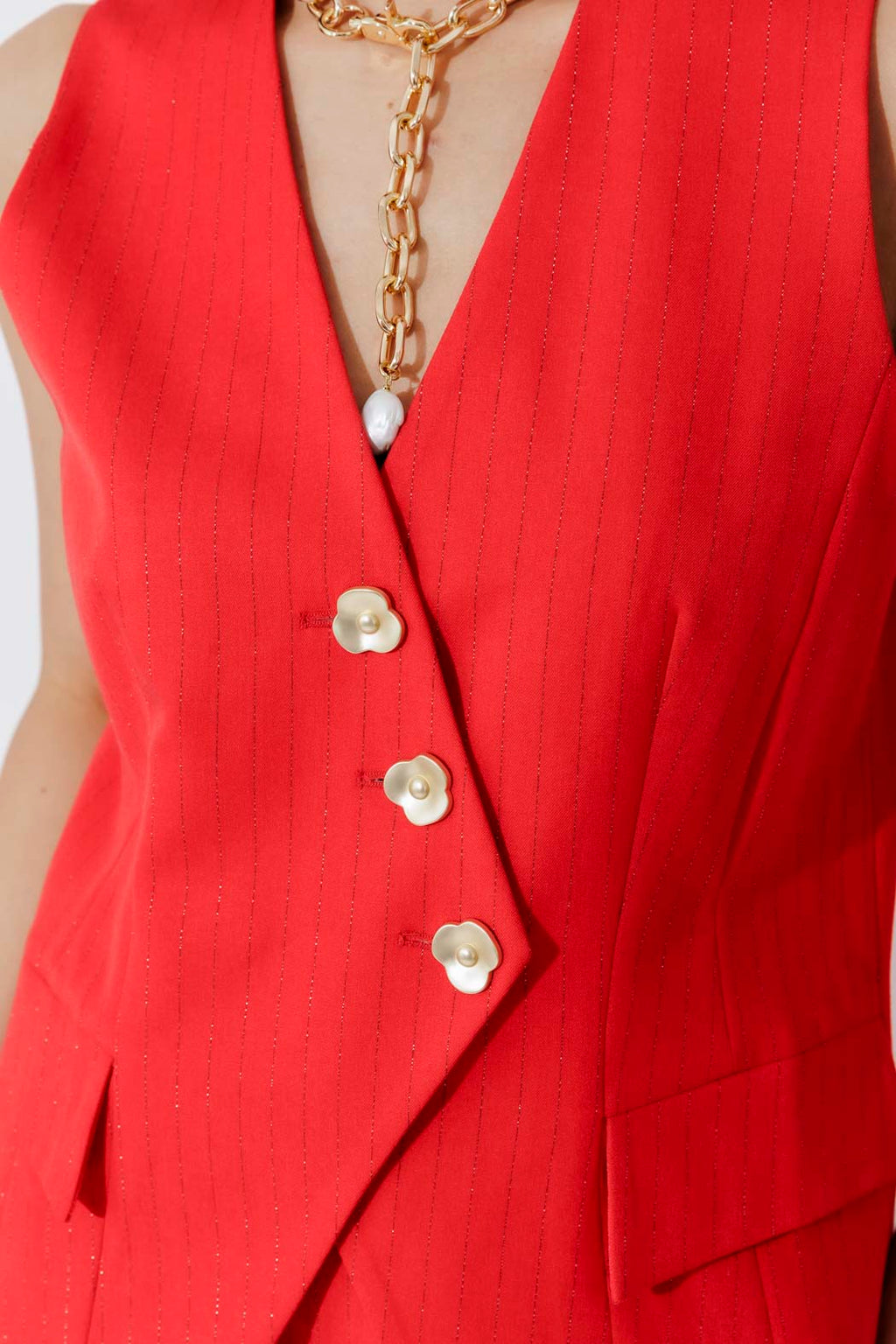 Red Pinstripe Sisca Vest
