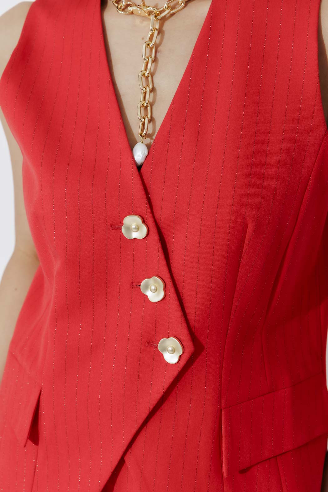 Red Pinstripe Sisca Vest