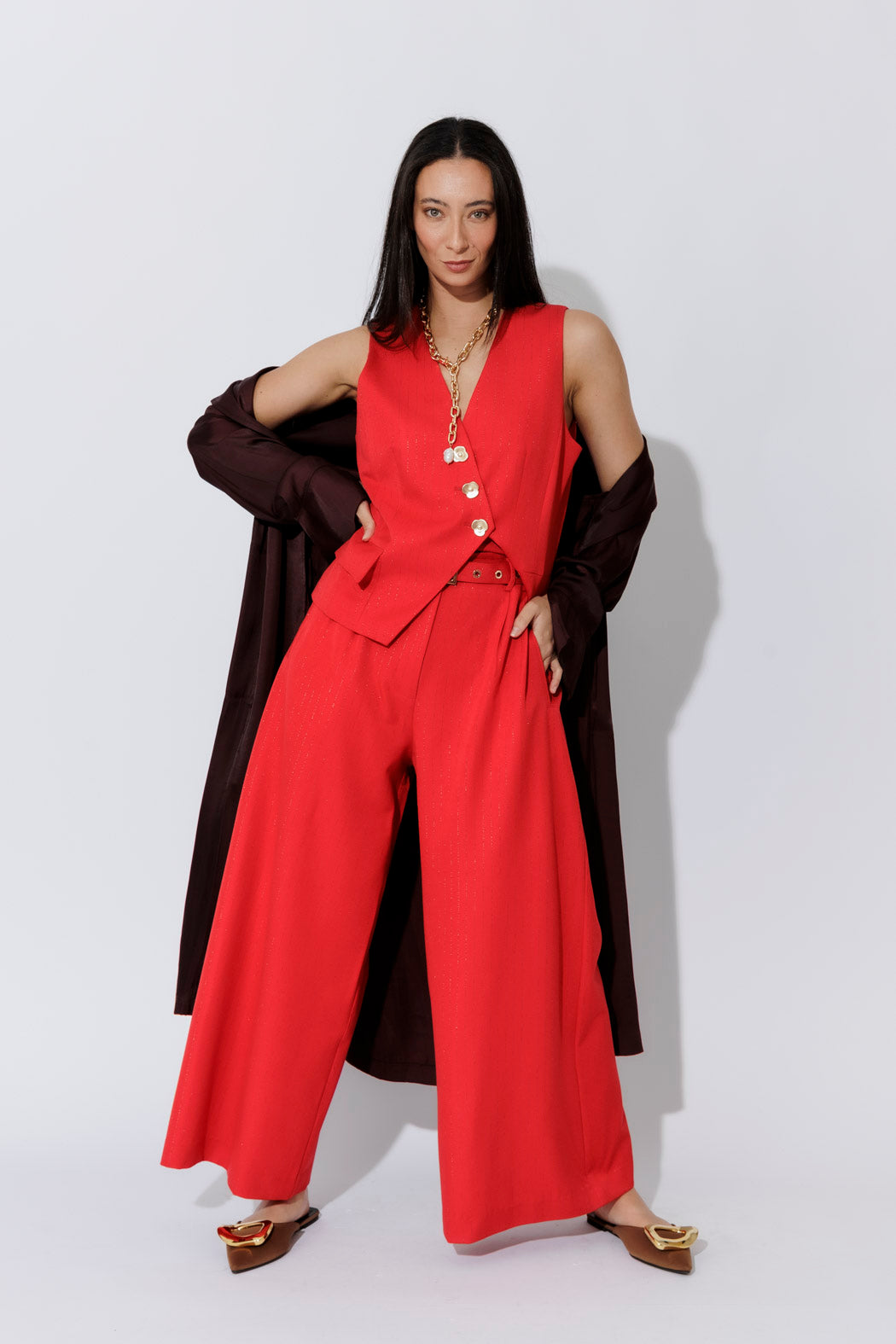 Red Pinstripe Cosmopolitan Pant