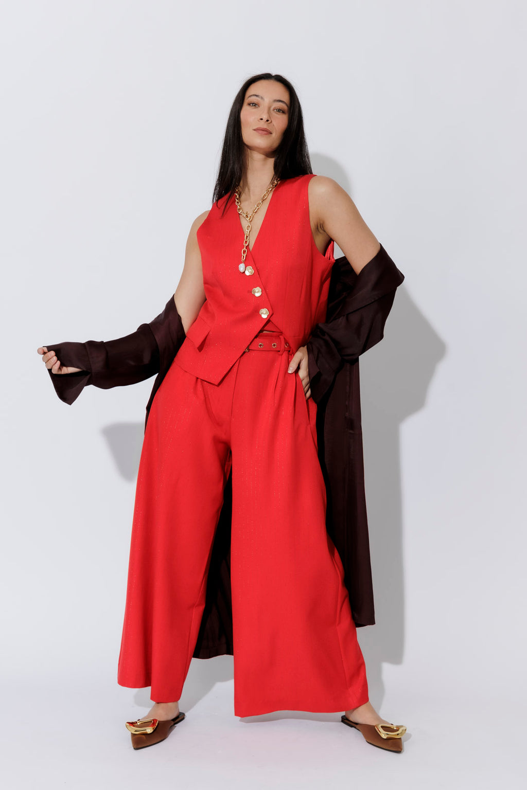 Red Pinstripe Cosmopolitan Pant