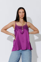 Magenta Silky Lace Cami