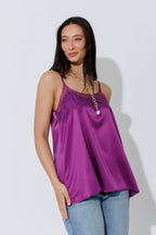 Magenta Silky Lace Cami