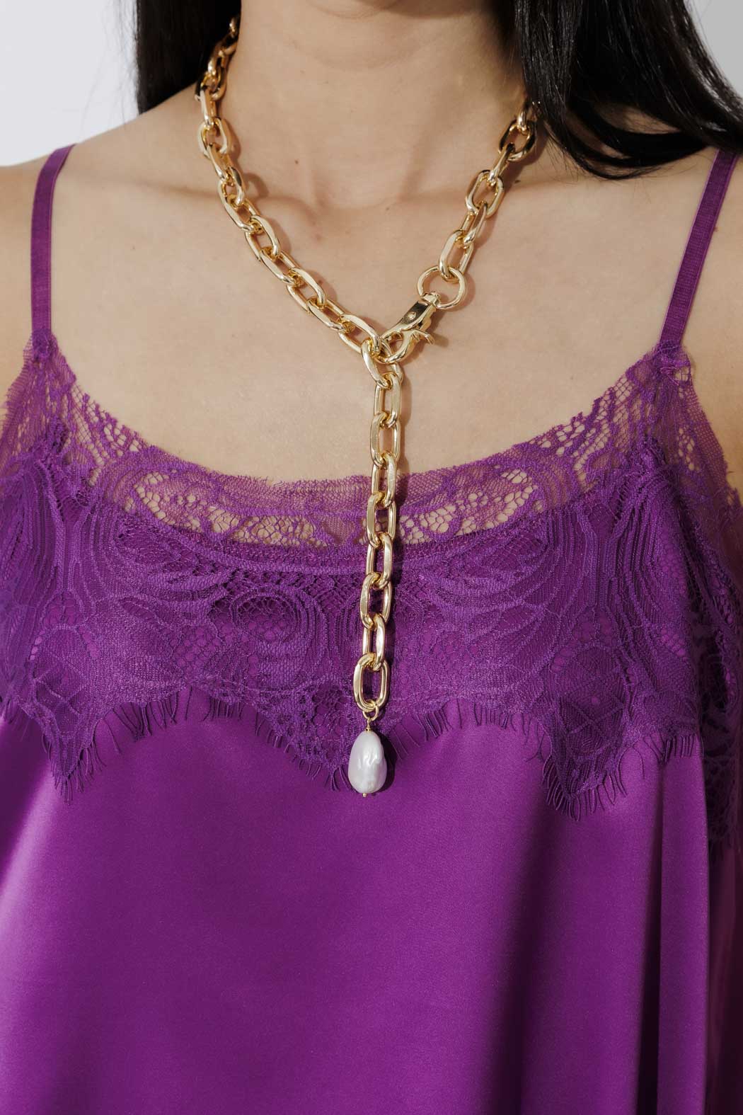 Magenta Silky Lace Cami