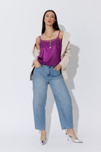 Magenta Silky Lace Cami