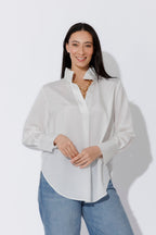 White Shot Silky Pleat Shirt
