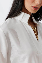 White Shot Silky Pleat Shirt