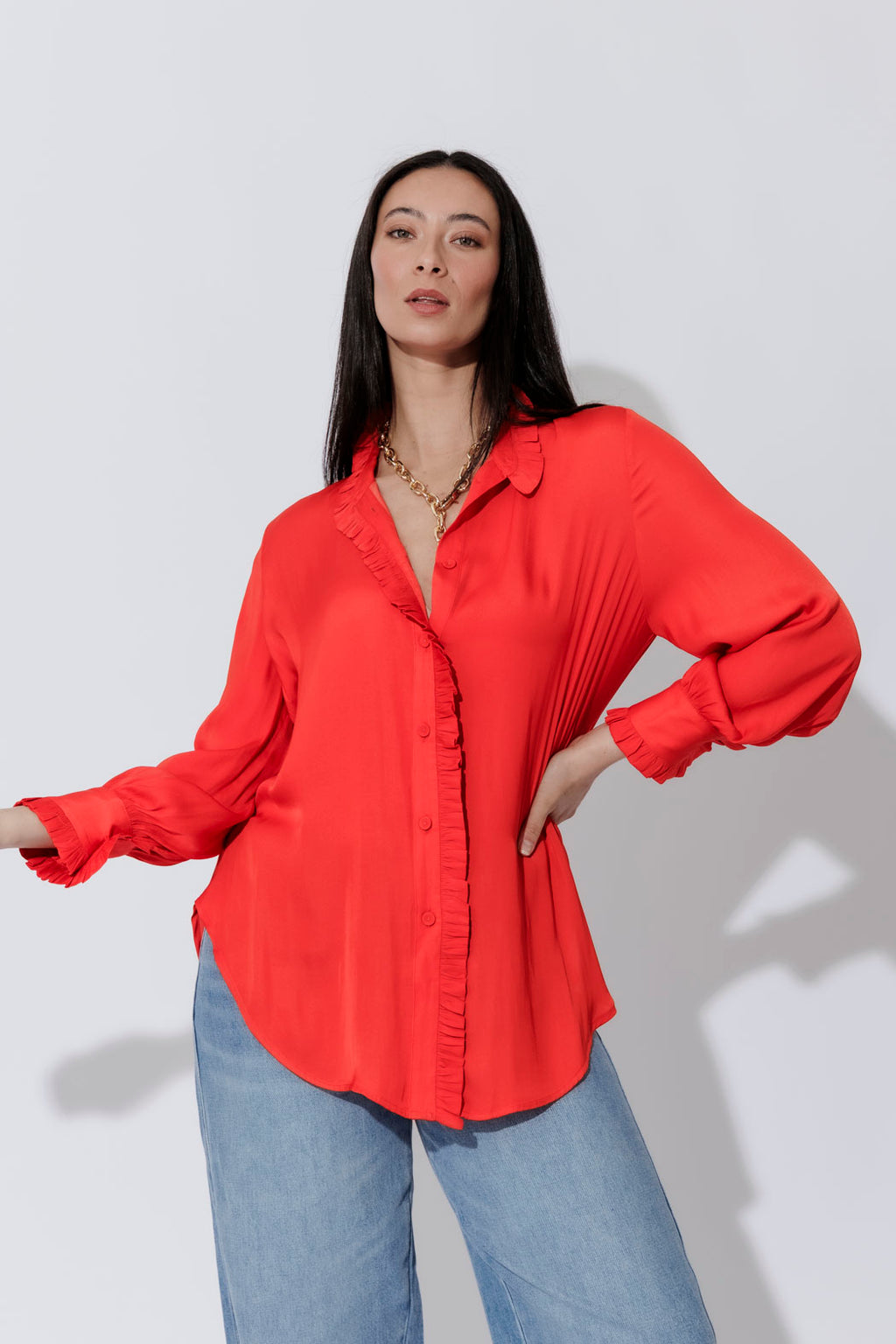 Red Silky Roma Shirt