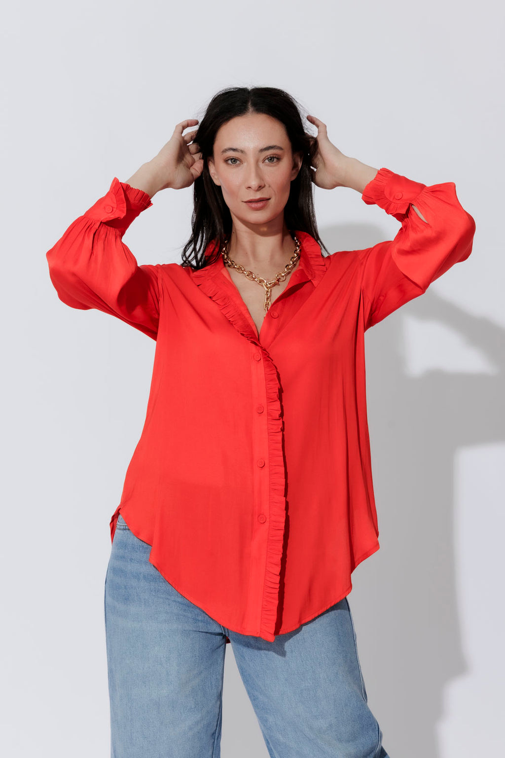 Red Silky Roma Shirt