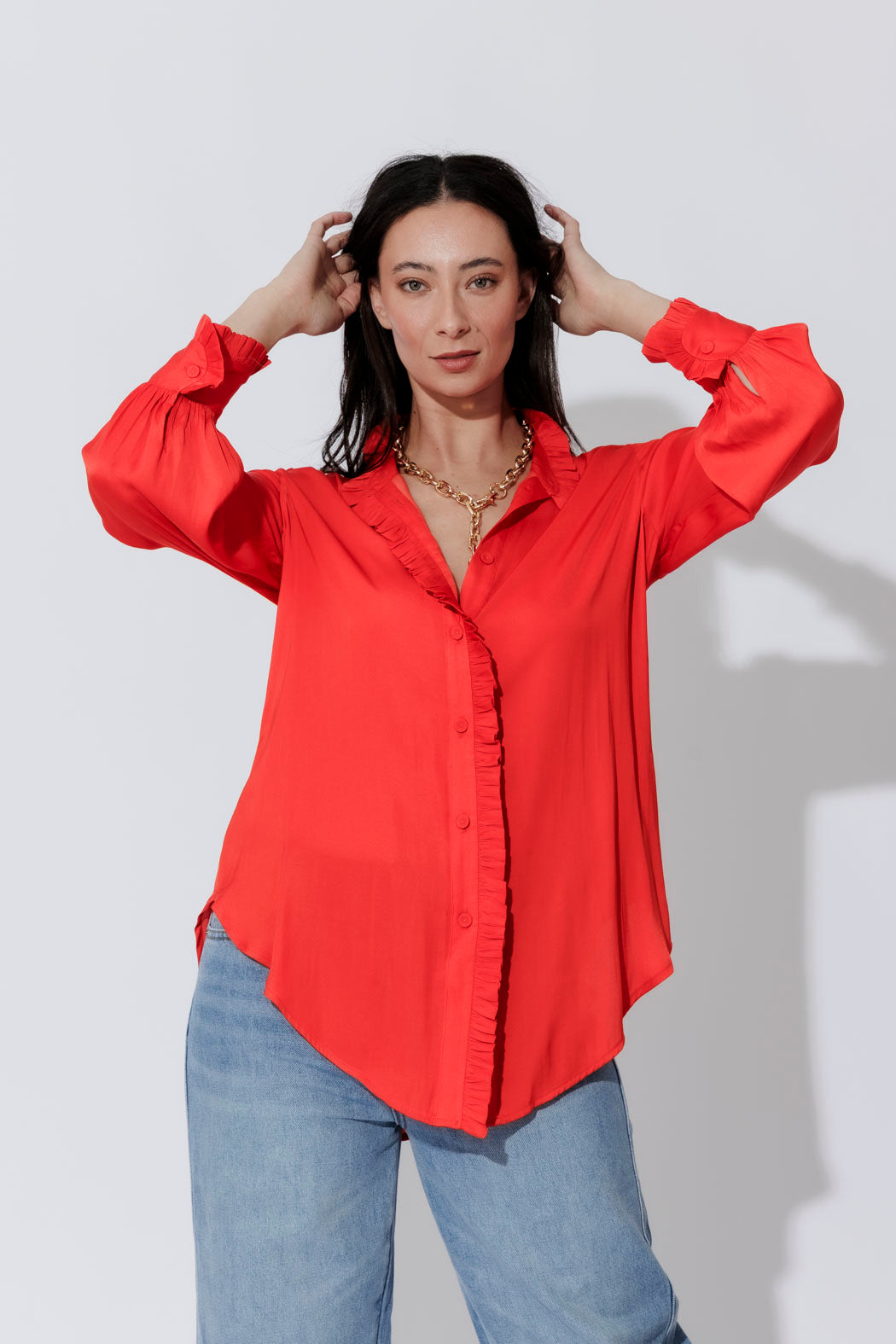 Red Silky Roma Shirt