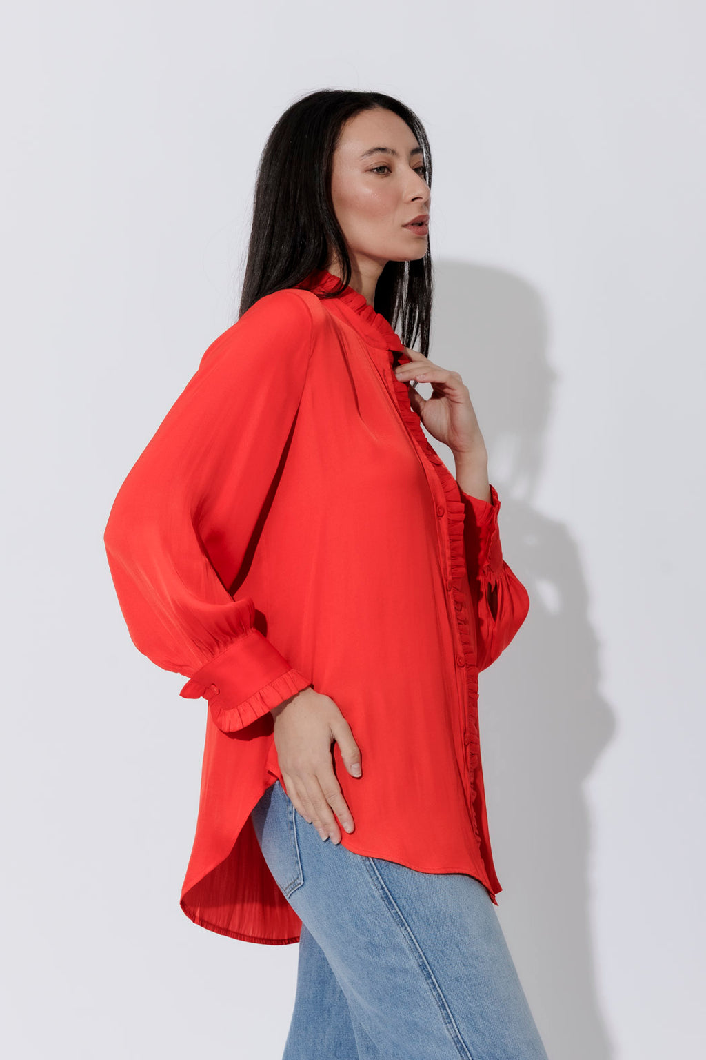 Red Silky Roma Shirt