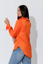 Orange Double Ruffle Blouse
