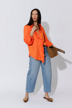 Orange Double Ruffle Blouse