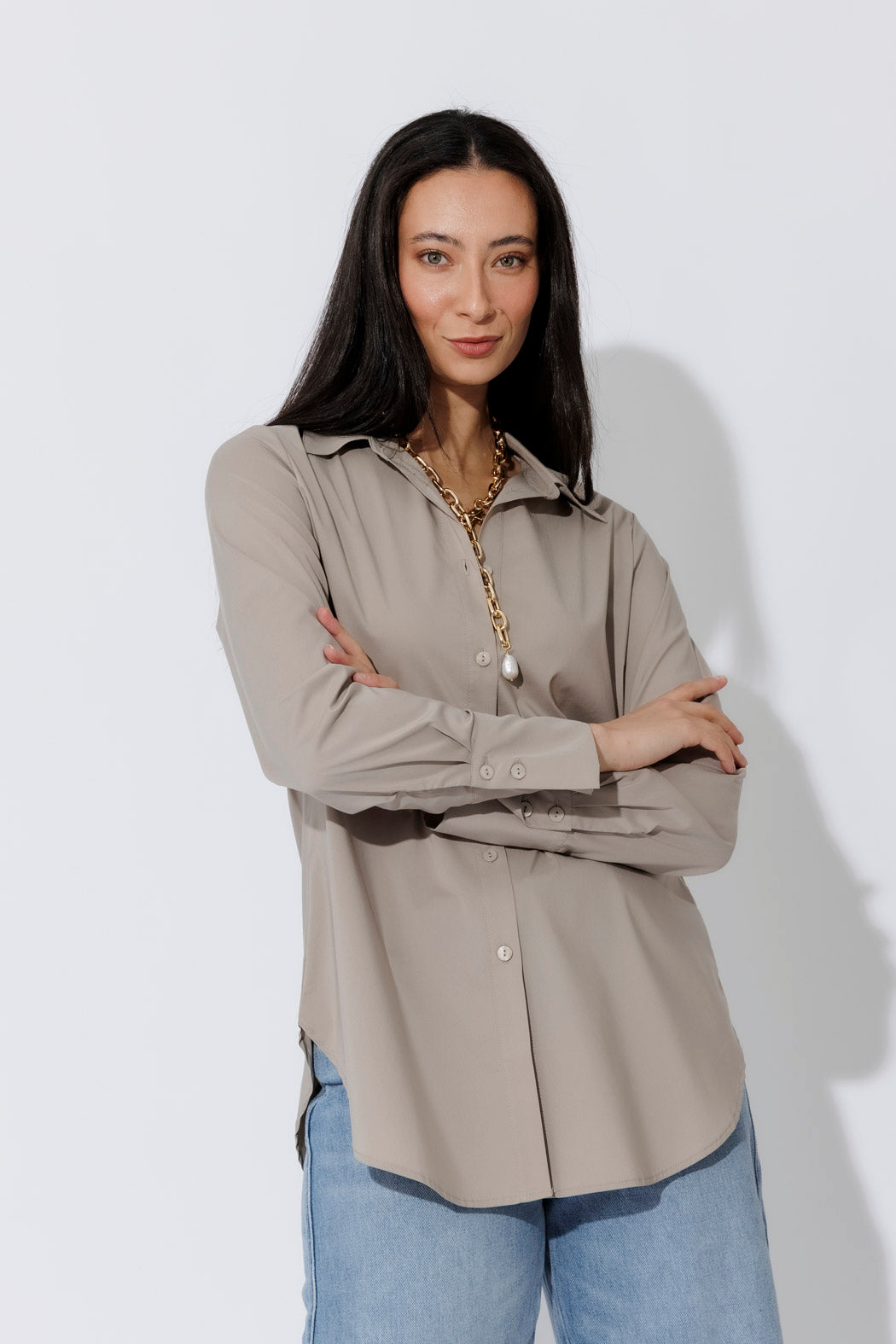 Taupe Cotton Asana Shirt