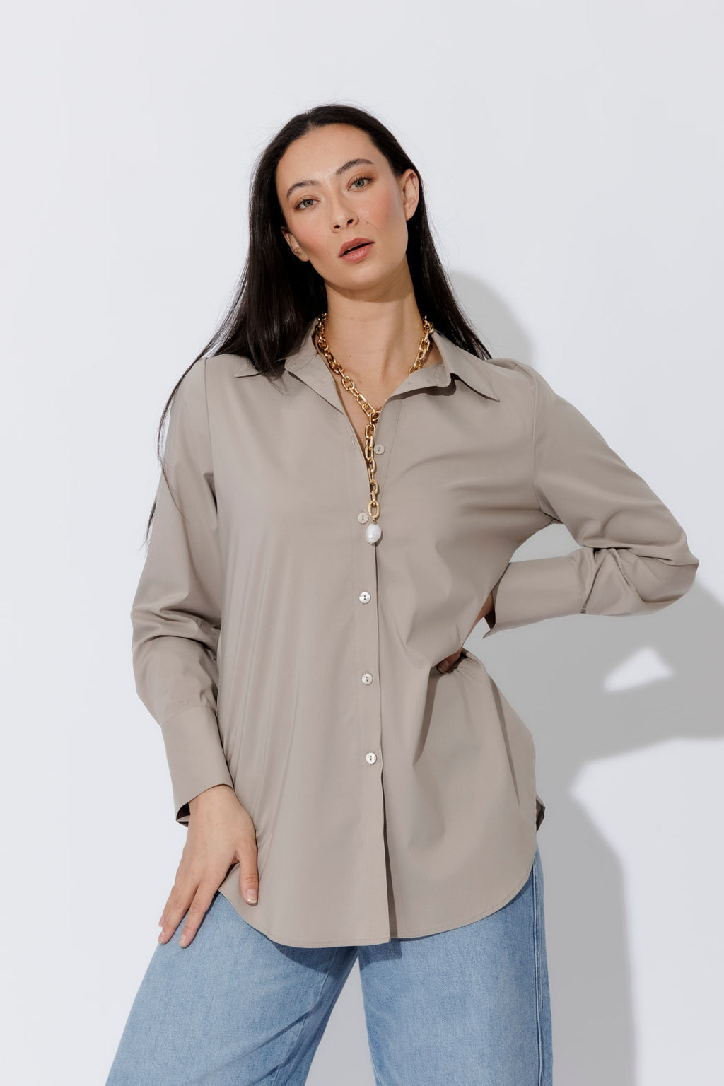 Taupe Cotton Asana Shirt