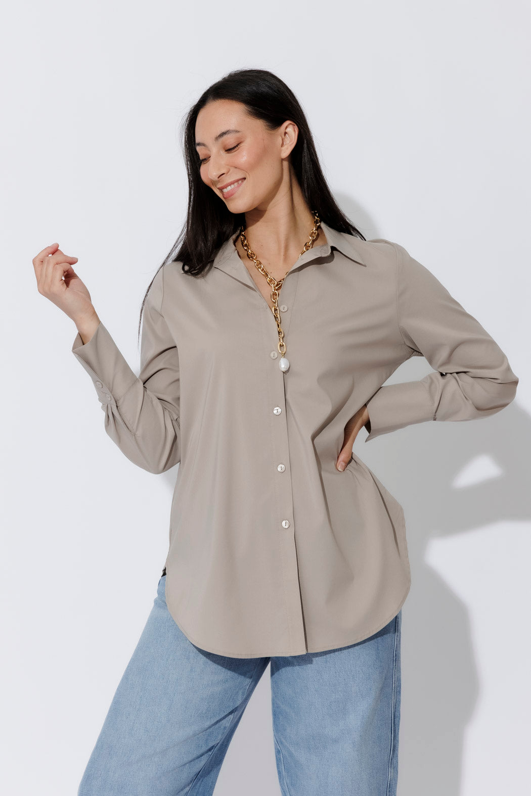 Taupe Cotton Asana Shirt