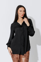 Black Double Ruffle Blouse