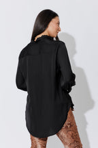 Black Double Ruffle Blouse