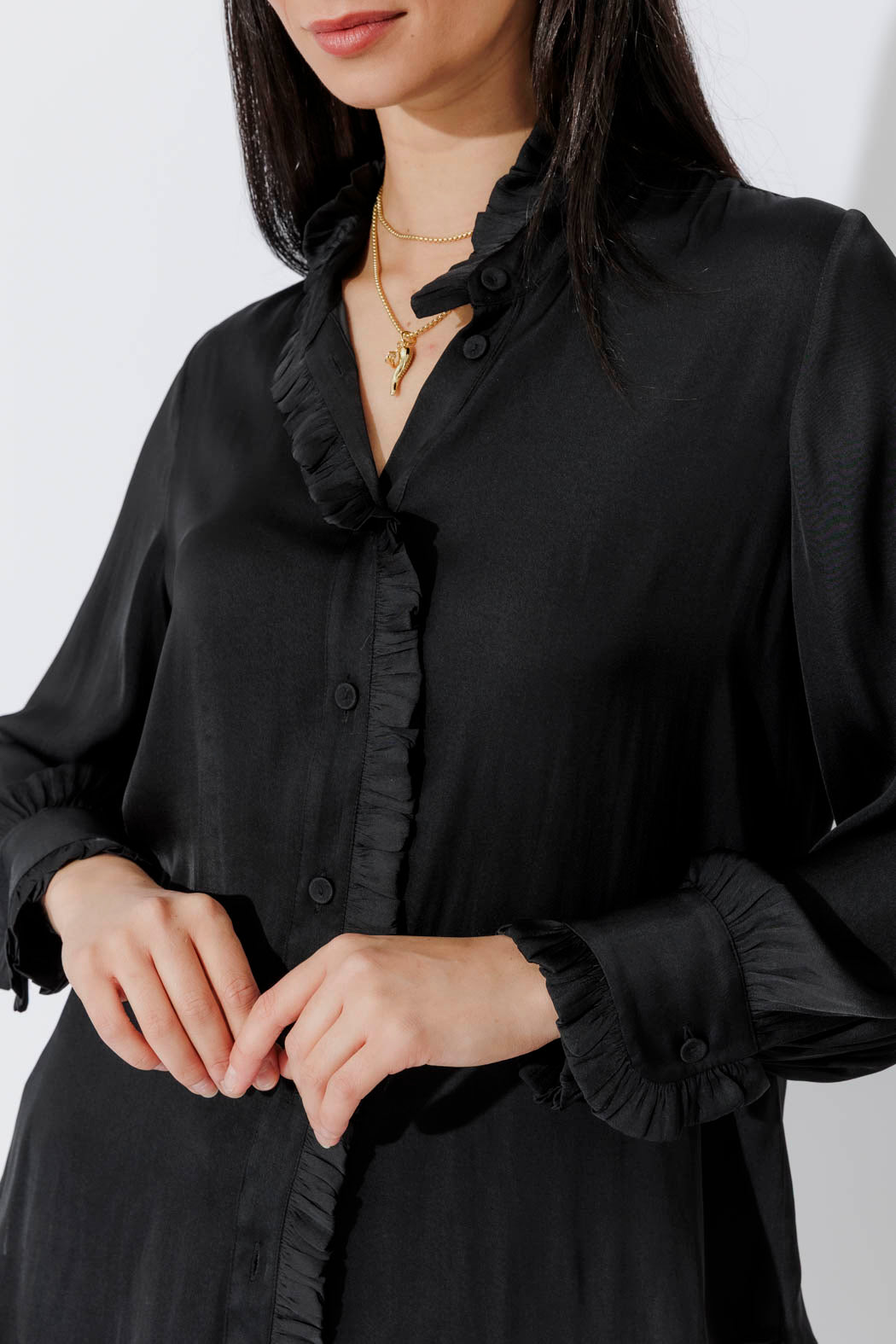 Black Silky Roma Shirt