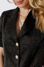 Black/Gold Short Sleeved Blazer