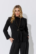 Black Tencel Eyelet Blazer