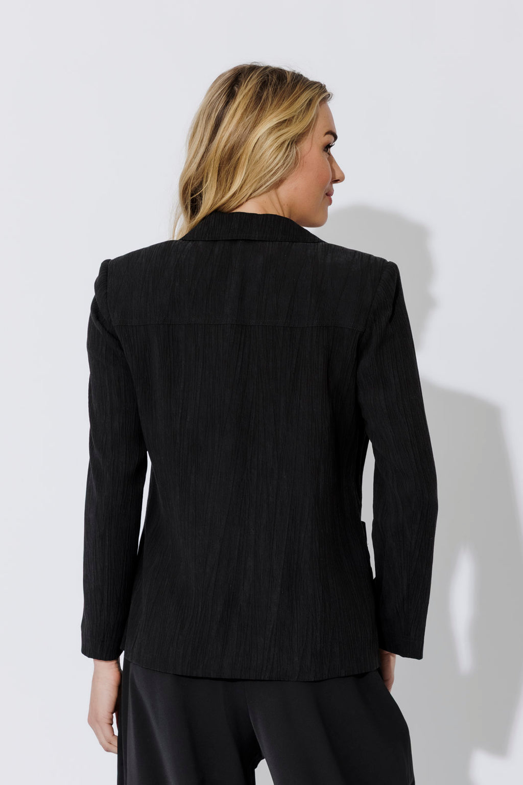 Black Tencel Eyelet Blazer