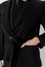 Black Tencel Eyelet Blazer