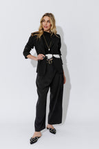 Black Tencel Eyelet Blazer