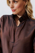 Bronze Shot Silky Pleat Shirt