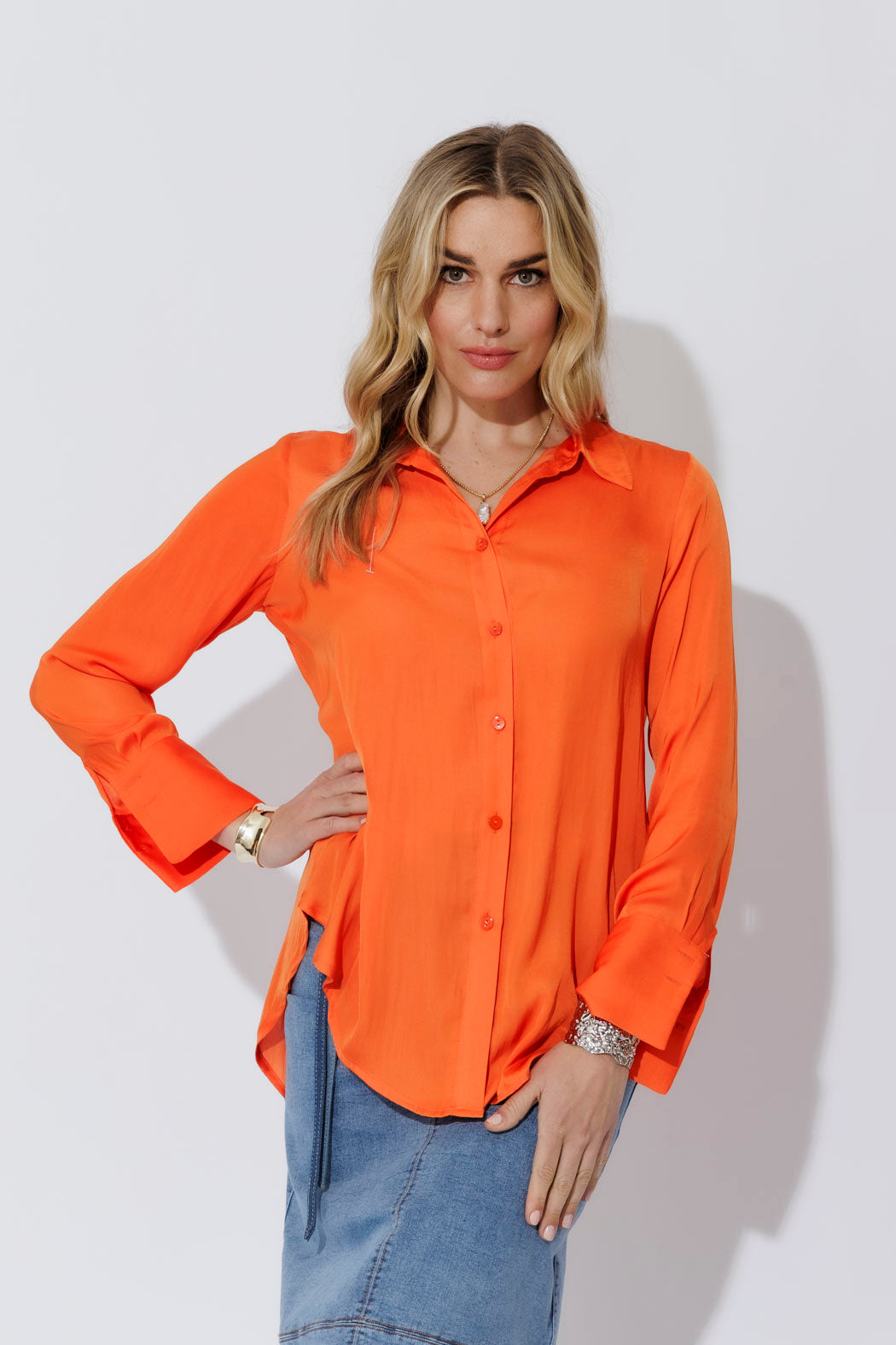 Orange Silky Asana Shirt