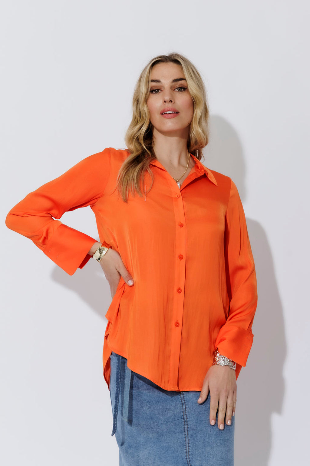Orange Silky Asana Shirt