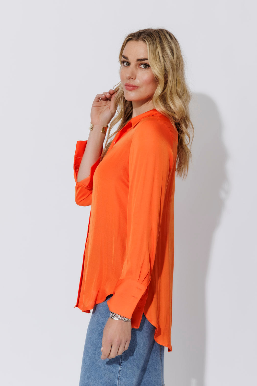 Orange Silky Asana Shirt