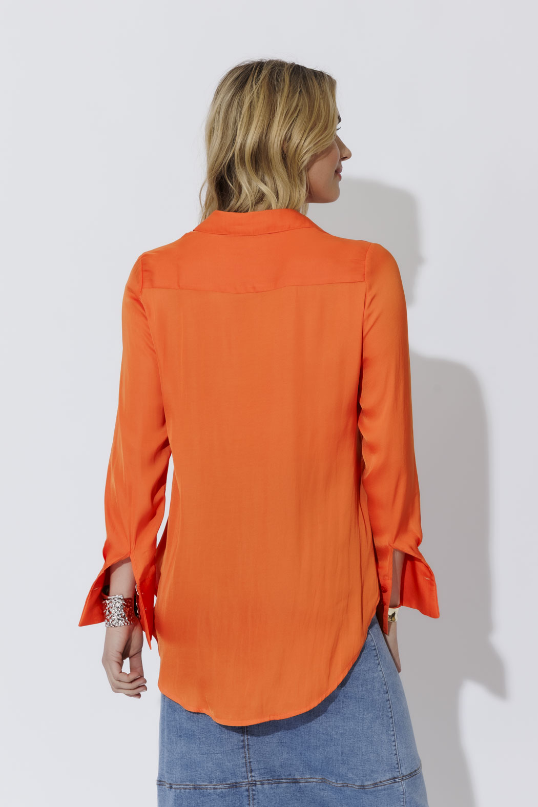 Orange Silky Asana Shirt