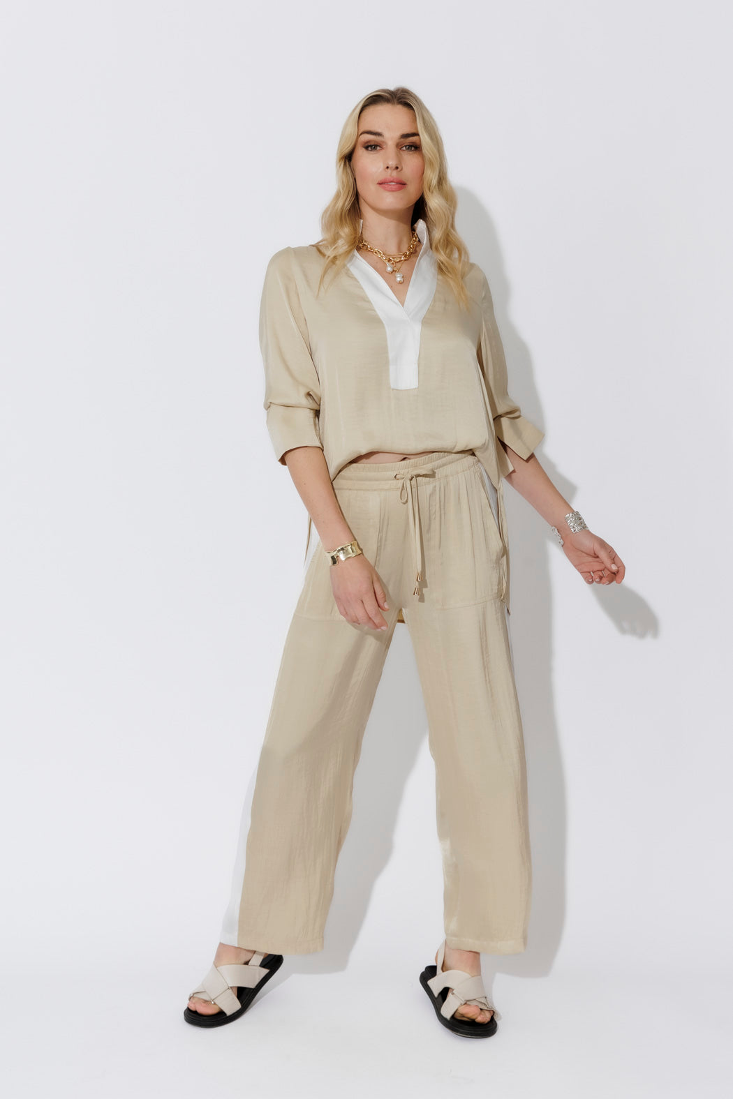 Sand Contrast Blogger Shirt