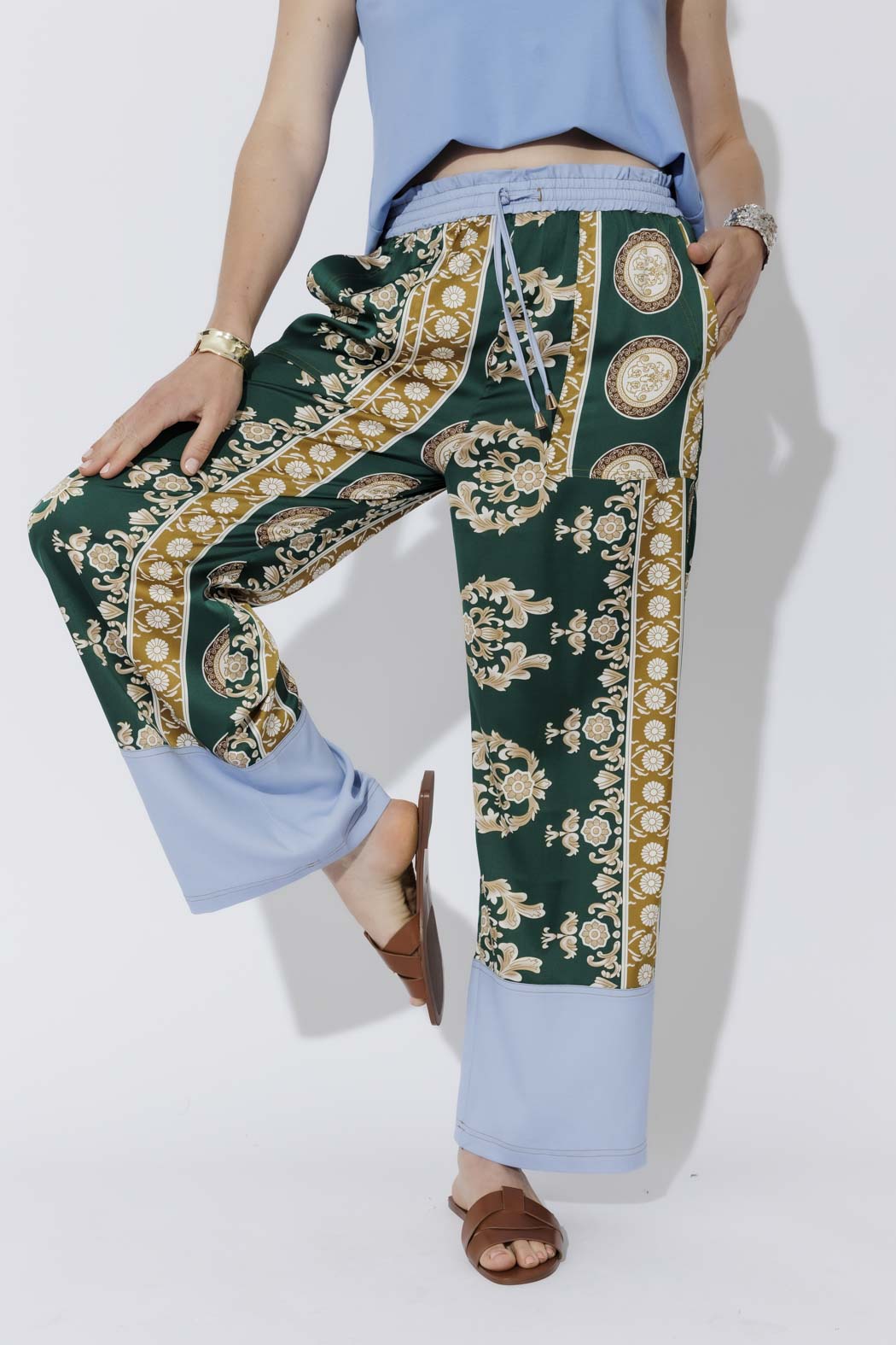 Green Contrast Pant