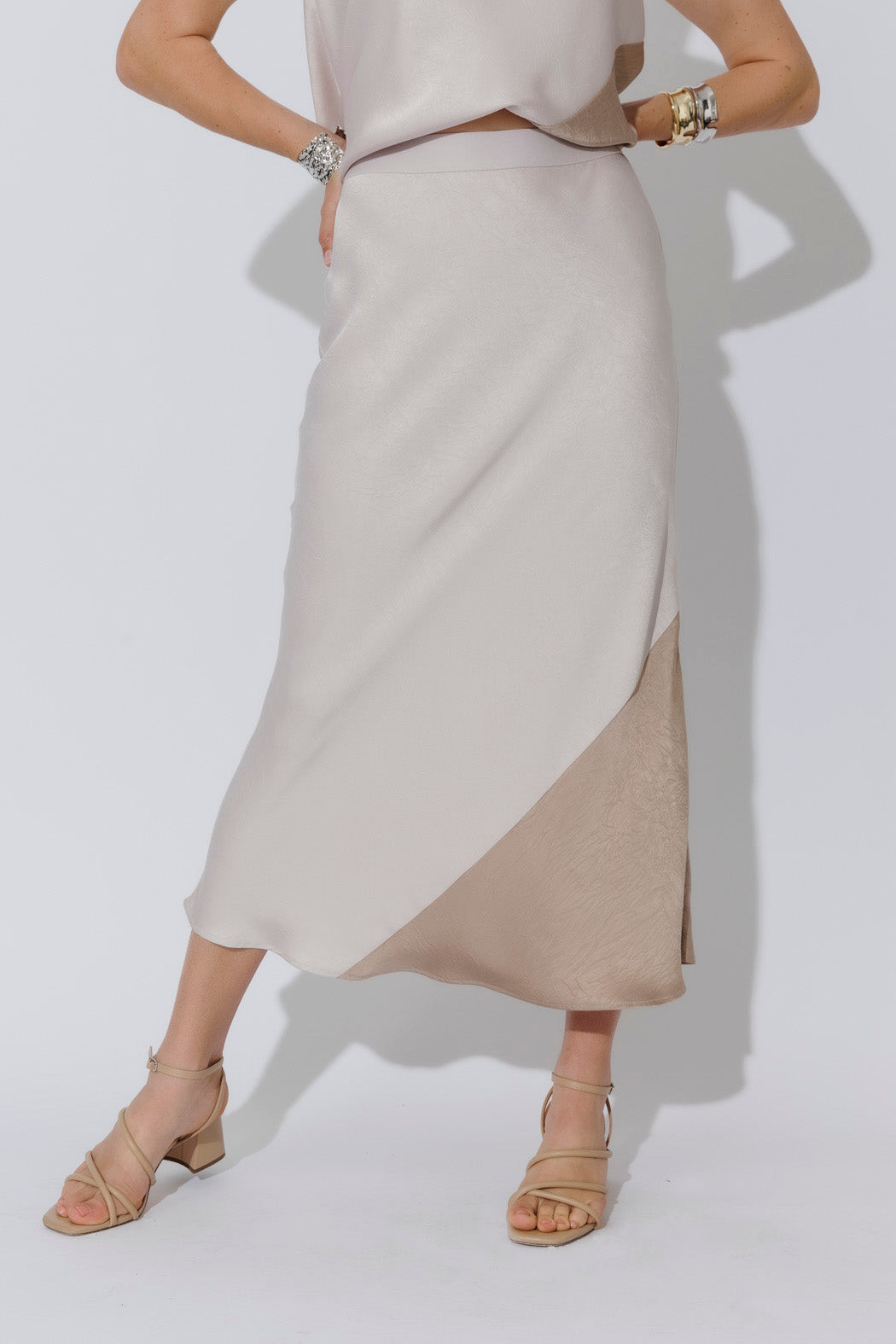 Champagne Contrast Bias Skirt