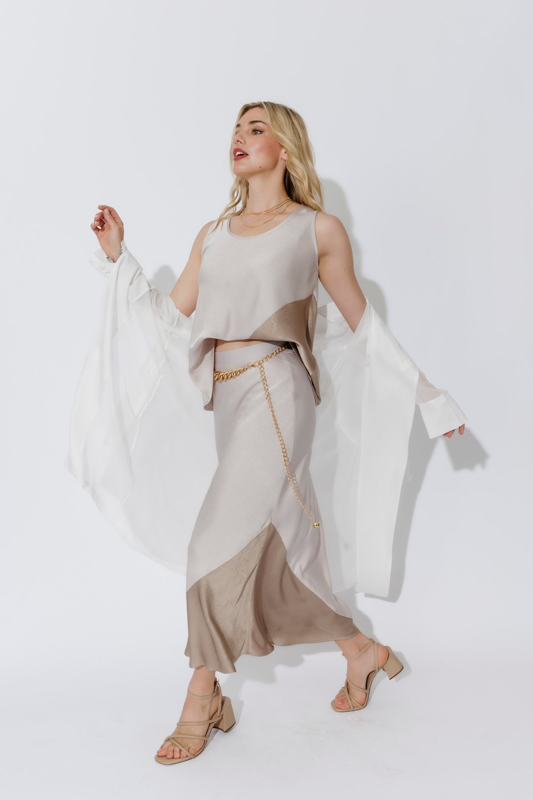 Champagne Contrast Bias Skirt