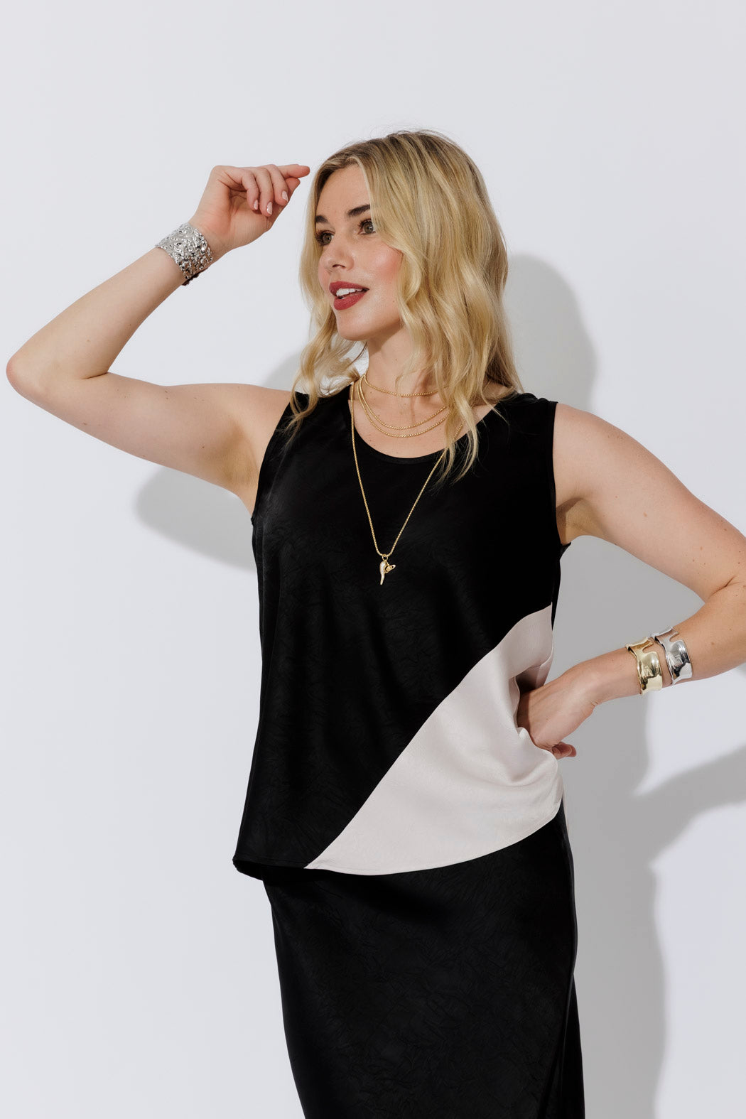 Black Contrast Bias Cami