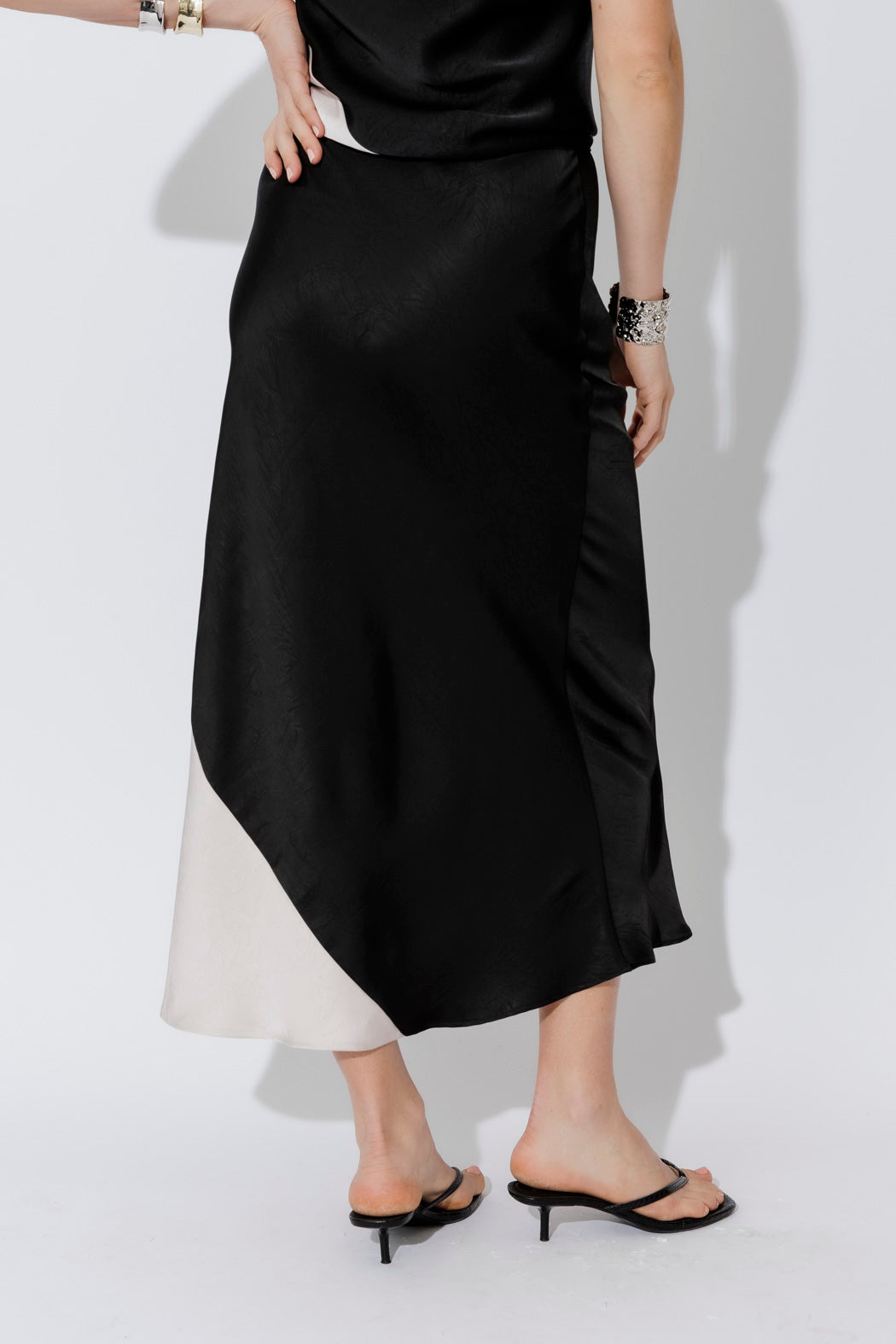 Black Contrast Bias Skirt