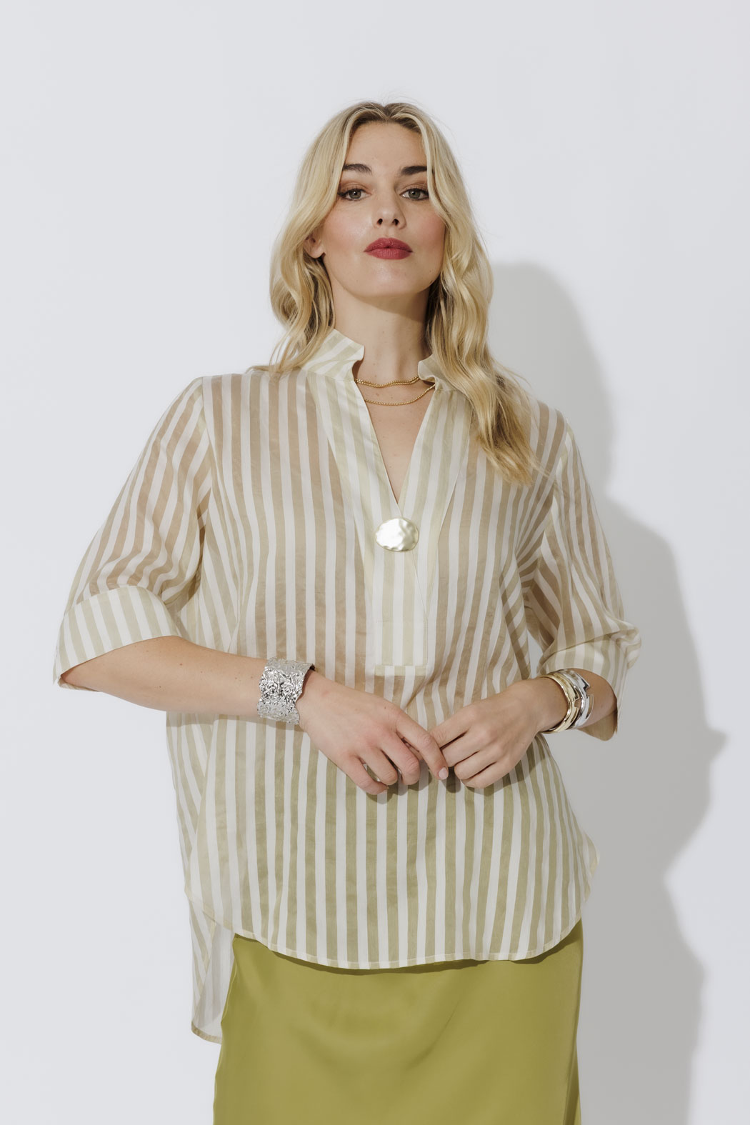 Ivory Stripe Oversized Blogger Shirt