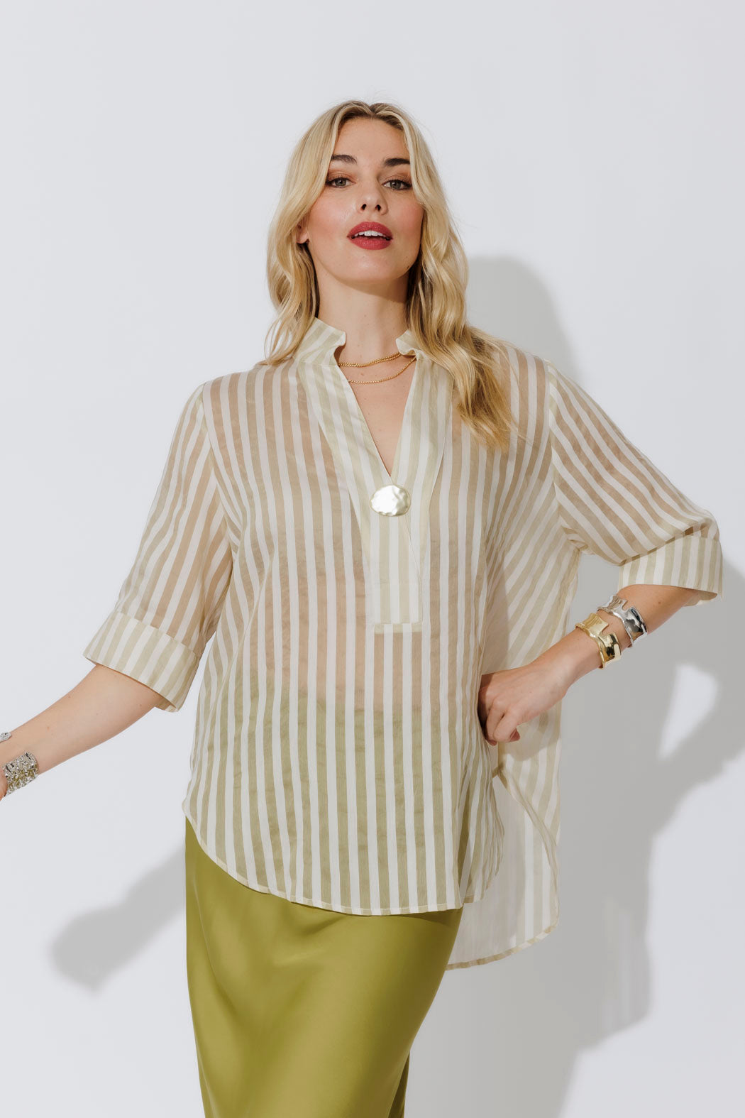 Ivory Stripe Oversized Blogger Shirt