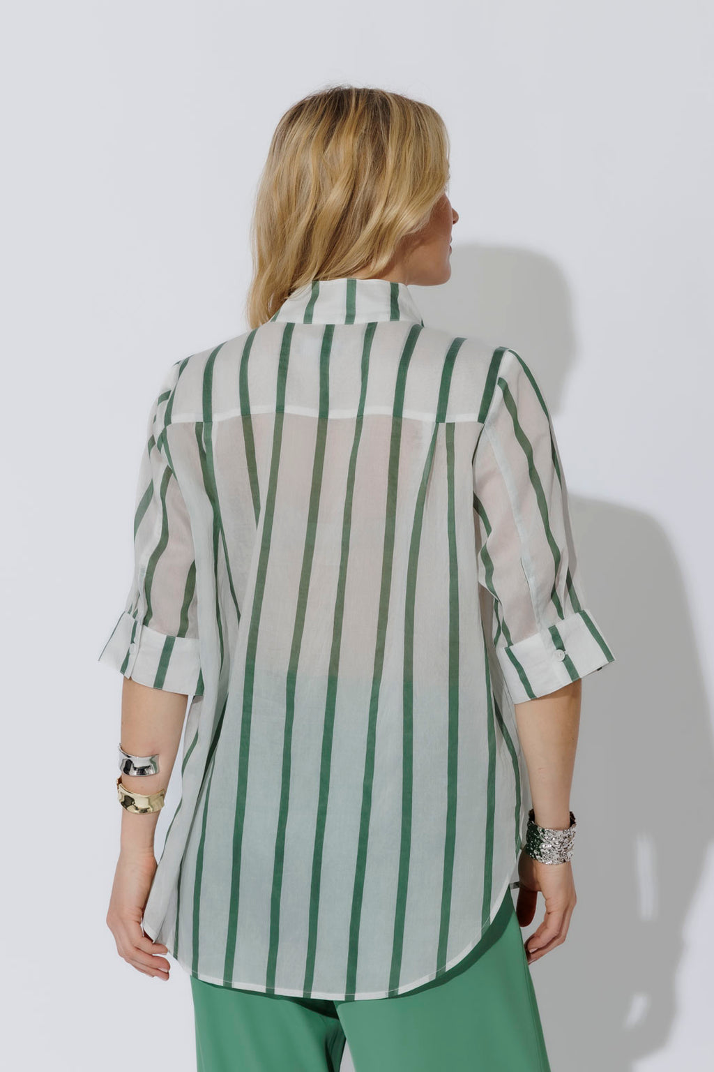 Green Stripe Oversized Blogger Shirt