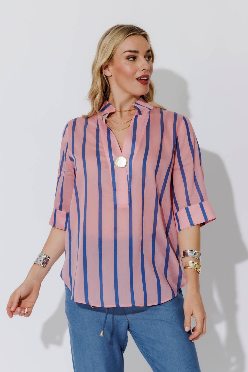 Blue/Pink Oversized Blogger Shirt