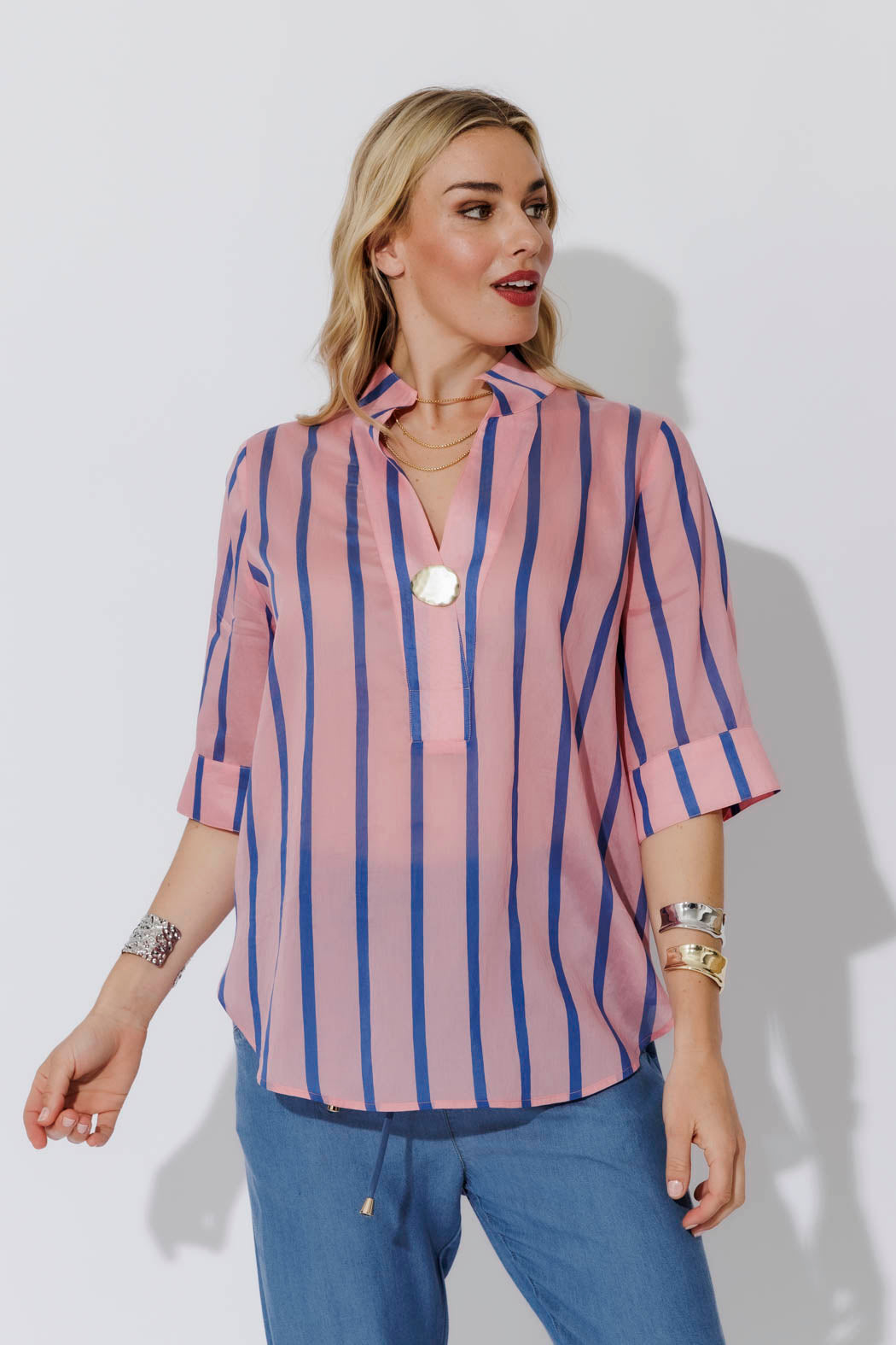 Blue/Pink Oversized Blogger Shirt