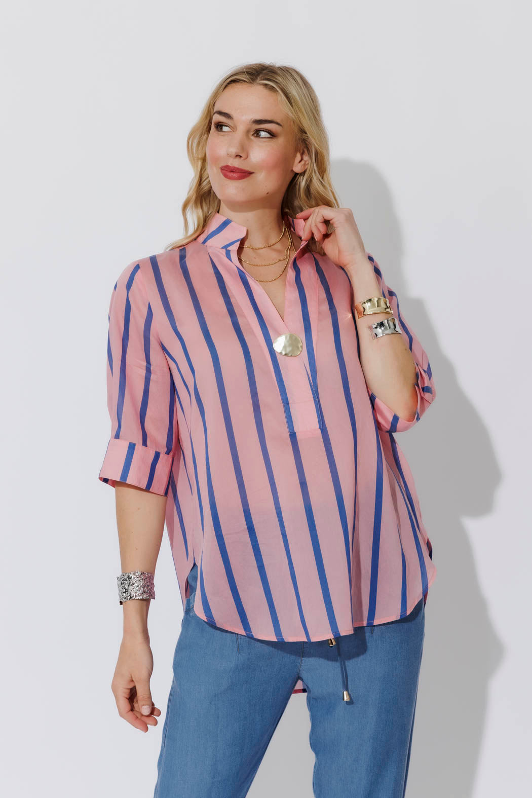 Blue/Pink Oversized Blogger Shirt