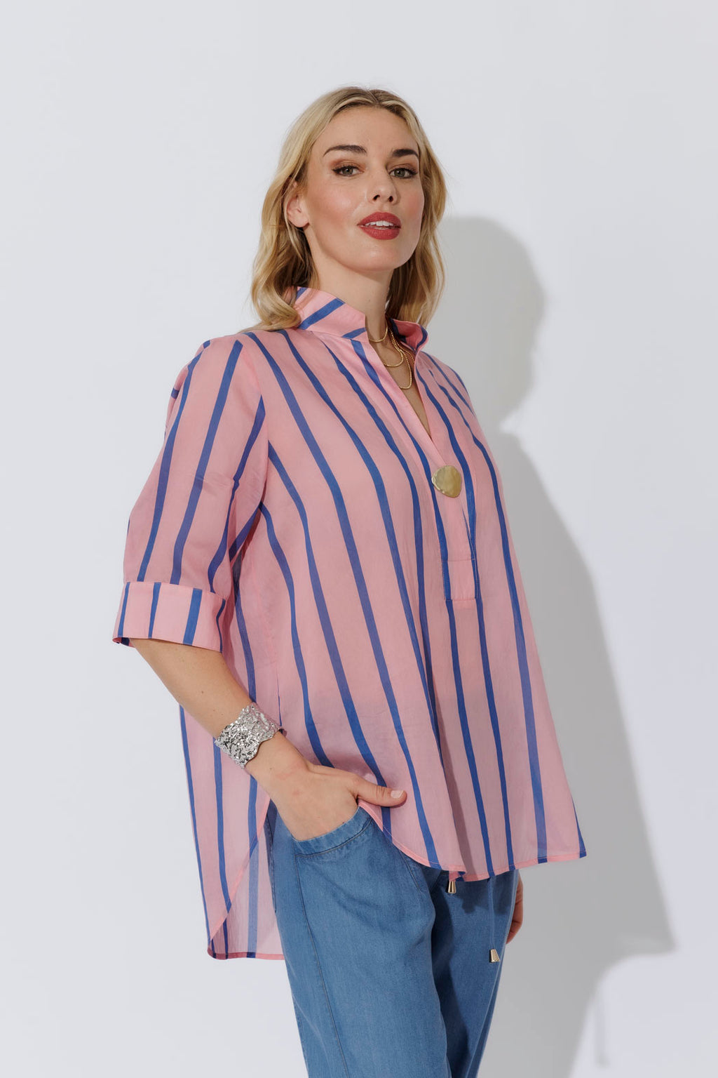 Blue/Pink Oversized Blogger Shirt