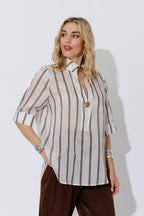 Brown Stripe Oversized Blogger Shirt